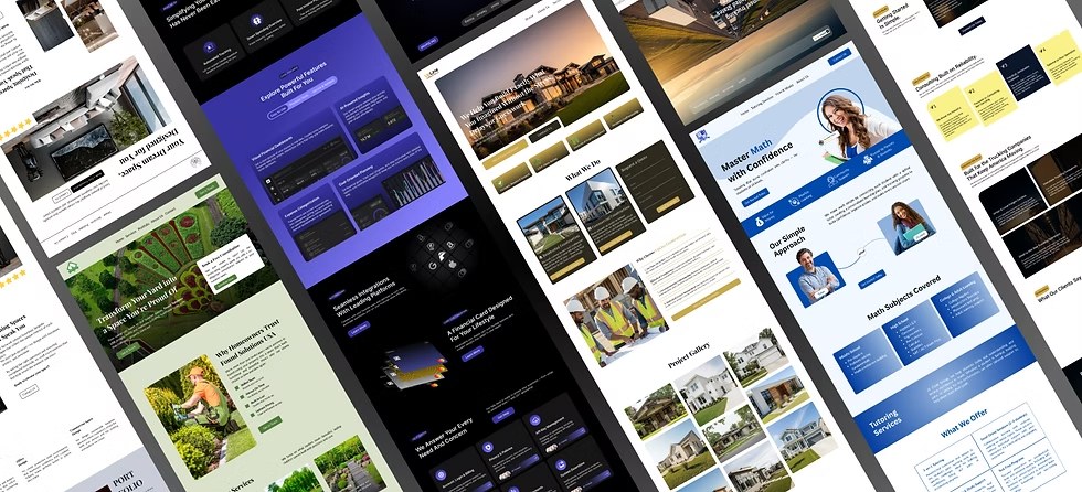 Collage of website designs created in Figma